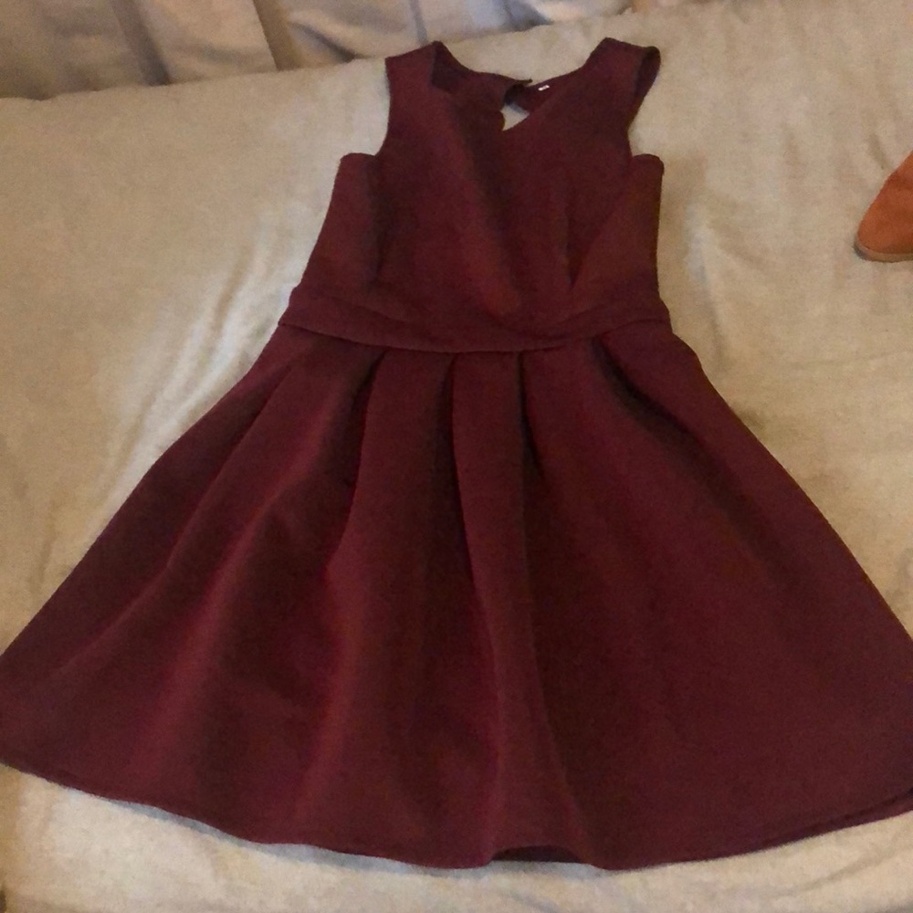 Burgundy open back dress